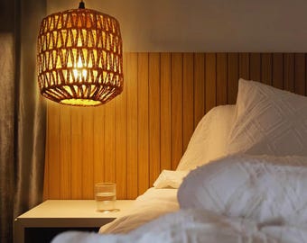 Rattan Wall Lamp Woven LED Bedside Light Rustic Hemp Rope Wall Sconce Boho Bedroom Living Room Lighting Decor Fixture