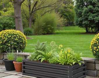 Galvanized Raised Garden Bed Metal Planter Box Outdoor Vegetable Herb Flower Planter 120x60x30cm Gray. Fabolous Garden Feature