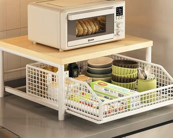 Kitchen Countertop Organizer Shelf Microwave Stand Coffee Station Rack Spice Storage Multi Use Counter Shelf for Kitchen