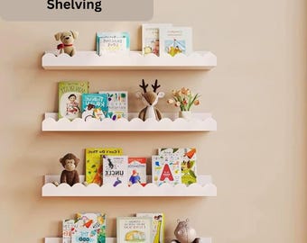 Floating Wall Shelves Set of 2 White Storage Shelves Decorative Wall Shelf for Living Room Bedroom Modern Home Decor