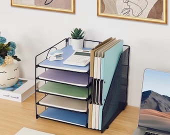 Schreibtisch Organizer 5 Tier Papierablage Büro Lagerung Aktenhalter Desktop Organizer für Home Office Papier Aufbewahrung und Zubehör.