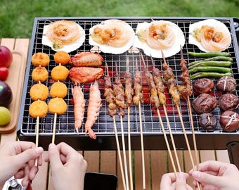 Portable BBQ Grill Smokeless Charcoal Barbecue Stove Foldable Camping Grill for Picnic Outdoor Cooking Travel Garden BBQ