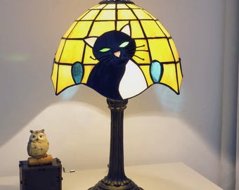 Black Cat Table Lamp Cute Animal Night Light Kids Bedroom Bedside Lamp Nursery Decor Desk Lamp for Girl Room Nightstand.