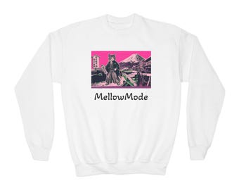 Bear by Mountain Lake Youth Sweatshirt | Retro Pink Nature Graphic