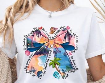 Tropical Vacation Bow DTF Transfer, Coastal Summer Ready to Press, Beach Girl Coquette Print