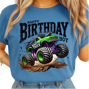 Monster Truck Birthday Boy DTF Transfer Ready to Press, Monster Jam Style Kids Tee Print image 7