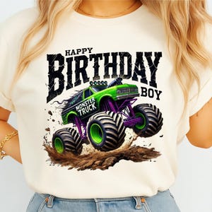 Monster Truck Birthday Boy DTF Transfer Ready to Press, Monster Jam Style Kids Tee Print image 6