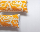OTOMI PILLOW COVER with Pompoms  - Sunny Yellow - Ready to Ship - Free Shipping