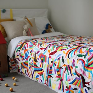 OTOMI BED THROW  Made To Order - Multi Colour Animal, Bird & Plant Design