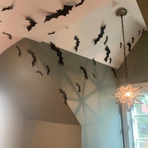 Black Bat Wall Hanging Halloween Card Stock Cut-outs 30 Pieces image 10