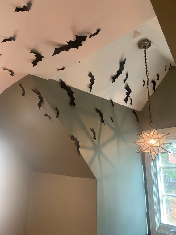 Black Bat Wall Hanging Halloween Card Stock Cut-outs 30 - Etsy