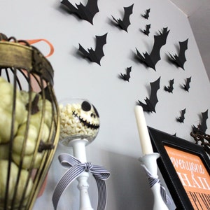 Black Bat Wall Hanging Halloween Card Stock Cut-outs 30 Pieces image 6