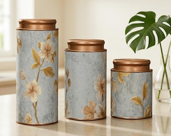 Juego de botes de té florales, herméticos, para almacenamiento en la cocina, de cerámica vintage china, para café y azúcar, regalo para la decoración del hogar.