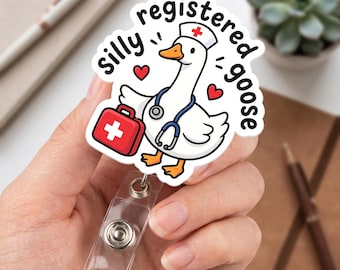 Rolig sjuksköterskebricka, fånig registrerad gås akrylbricka, söt medicinsk ID-klämma, sjuksköterska läkare kollega kontor födelsedagspresent