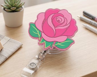 Portatarjetas de acrílico con diseño floral, lindo portatarjetas de identificación con forma de flor, clip para credenciales de enfermera o maestra, cordón con diseño de rosas, margaritas y girasoles, regalo de cumpleaños para compañera de trabajo.