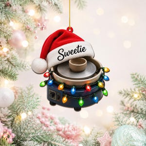 Personalized Pottery Wheel Wood Ornament, Two-Sided Printed Custom Name Christmas Decor, Ceramic Artist Gift, Potter Holiday Keepsake