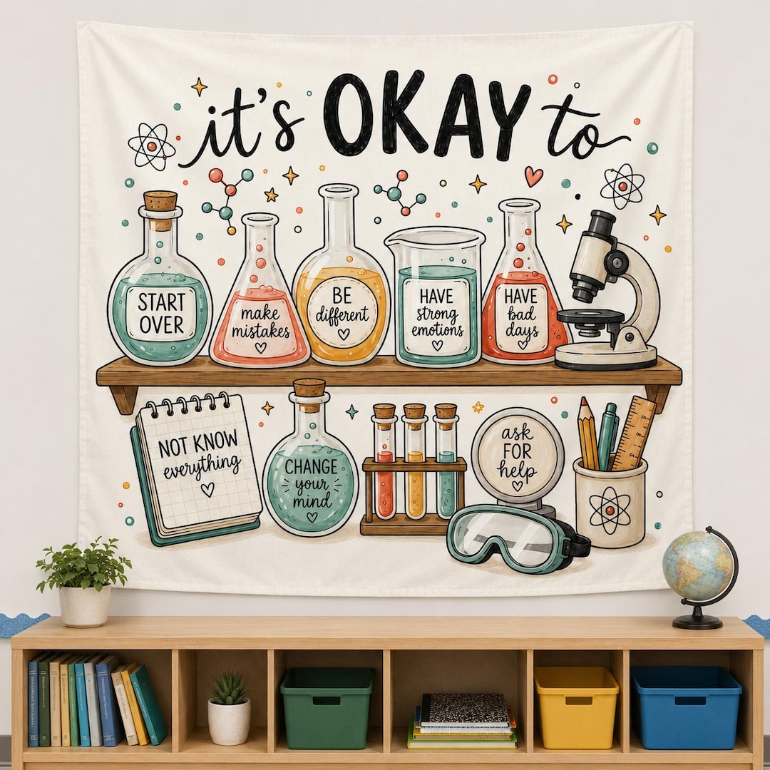 Science Classroom Tapestry, Cute Teacher Wall Decor, Motivational ...