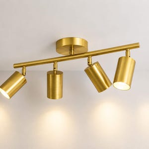 Modern Gold Ceiling Light Fixture, 4 Light Flush Mount Pendant Chandelier for Living Room & Kitchen