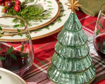 Lenox Radiant Light Green Mercury Glass Lit Pine 6.6 pulgadas