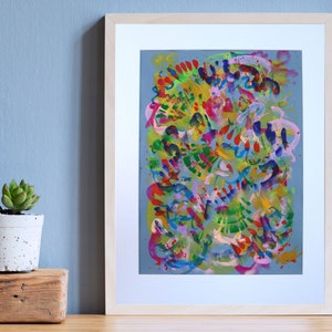 Original Abstract Gouache Painting 11x14, Ready to Frame (#33 in Series)