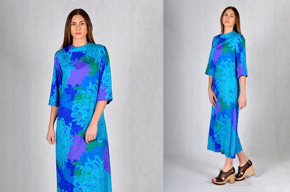 Liberty House Vintage Turquoise Boho Print Maxi Dr