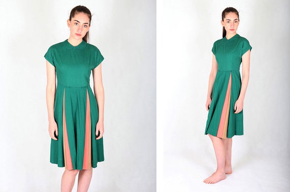 Seniorette Green Vintage 50s Dress