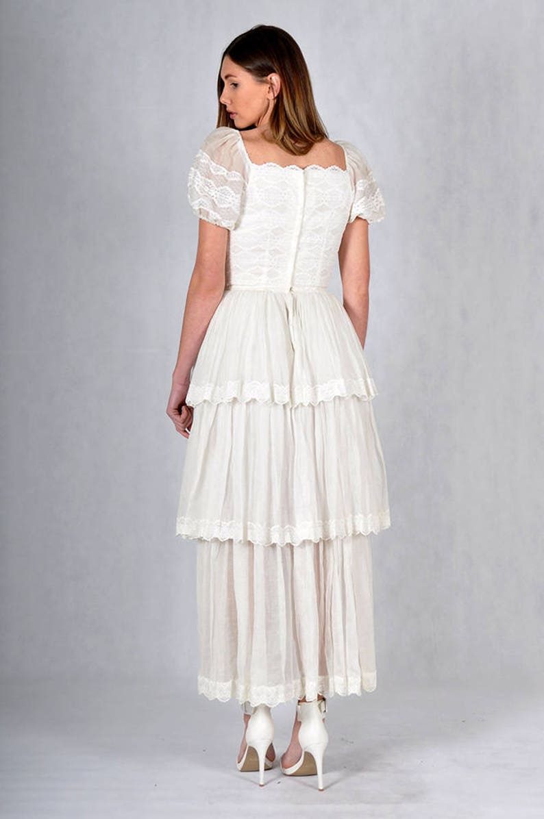 Lace Tiered Vintage Wedding Dress image 4