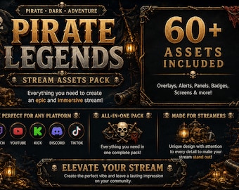 Pirate Legends Stream Overlay Pack | Dark Adventure Assets (Digital Download)