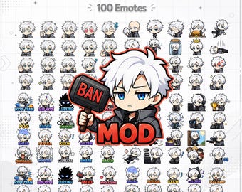 Jensen Huang Inspired Anime Emotes Pack | 100 Chibi Gamer PNGs (Digital Download)