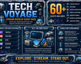 Deep Sea Sci-Fi Stream Overlay Pack | Futuristic Underwater Assets (Digital Download)