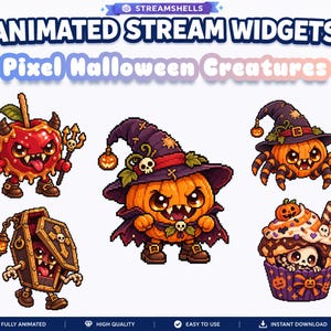 Animated Pixel Halloween Creatures Stream Widget | walking, Idle, Wandering | Twitch Chat Widget (Digital Download)