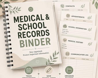 Segregator dokumentacji medycznej i szkolnej, system śledzenia informacji o współrodzicielstwie, dziennik medyczny, dziennik komunikacji szkolnej, plik PDF do druku