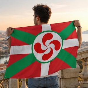 Aupa Euskadi Flag, Lauburu Basque Country Flag, Basque Pride, Euskal Herria, Regalo Vasco