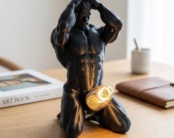 Male Figure Table Lamp, Artistic Body Sculpture Light, Modern Desk Accent