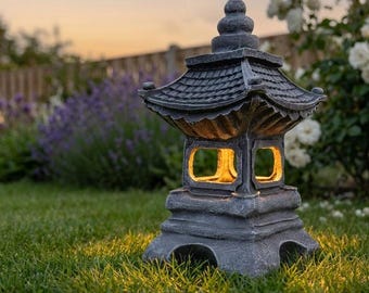 Solar Pagoda Lantern: Zen Garden Statue with Asian Style