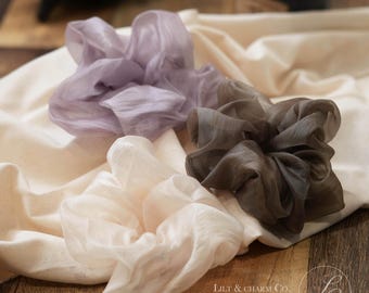 Giant Oversized Organza Scrunchie | Sheer Silky Hair Tie | Statement Hair Piece | Bridesmaid Gift | Baby Shower & Birthday Gift for Her
