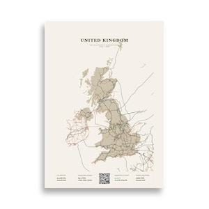 UK National Grid Map - Hoogspanningstransmissienetwerk | Energieposterafdruk