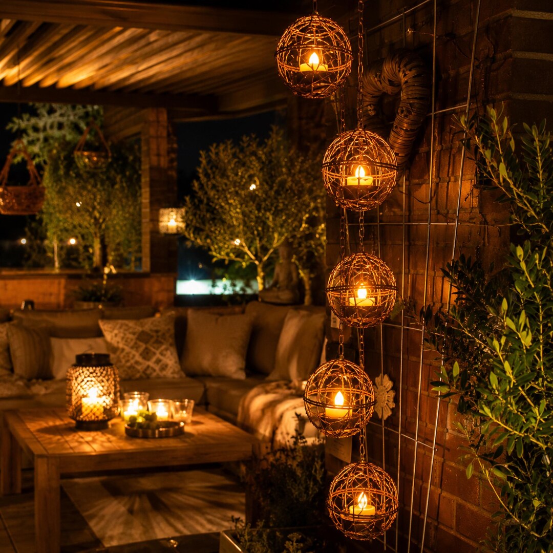 4 Pack Solar Hanging Lantern Lights, Boho Globe Patio Decor, Outdoor ...