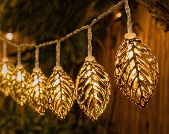Leaf Fairy Light Garland, Warm LED String Decor for Bedroom Patio Indoor Outdoor