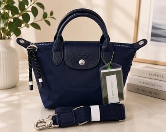 Longchamp Le Pliage Energy Mini Black Bag, Luxury Crossbody Purse, Detachable Strap Handbag Gift