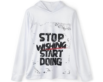 Motiverende stop met wensen, start met doen hoodie | Workout-gymtrui (UPF+50 .)