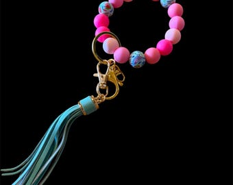 Silicone Beaded Wristlet Keychain