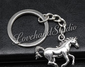Vintage paardensleutelhanger, antiekzilverkleurige hanger, hippische tasbedel