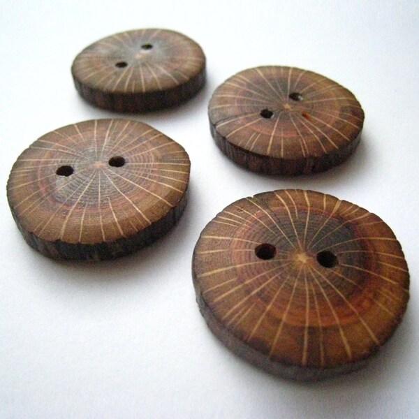 Handmade Wooden Buttons - Oak (4 pk) - 1 1/8" Diameter x 3/16" Thick