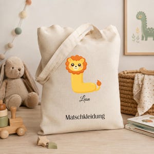 Personalisierte Kita Tasche mit Namen, Funktionstasche für Kinder, Schlafsachen, Matschkleidung & Wechselkleidung, praktische Leinenoptik