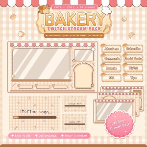 Cozy Bakery Twitch Stream Package, Animated Screens, Panels (instant ...
