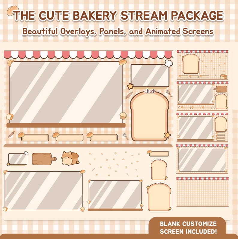 Cozy Bakery Twitch Stream Package, Animated Screens, Panels (instant ...