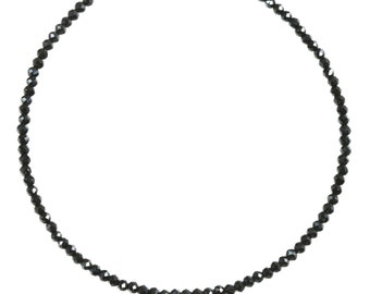 Colar de espinélio preto Prata esterlina ou ouro 14k preenchido 3 mm 18 19 polegadas facetado AAA fio de contas sólidas Natural facetado clássico simples