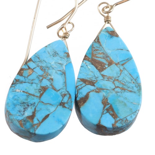 Large Blue Turquoise Earrings main image 0