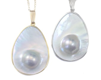 FREE GIFT BOX Blister Pearl Women 925 Sterling Silver Pendant FREE GIFT BOX Blister Pearl Women 925 Sterling Silver Pendant